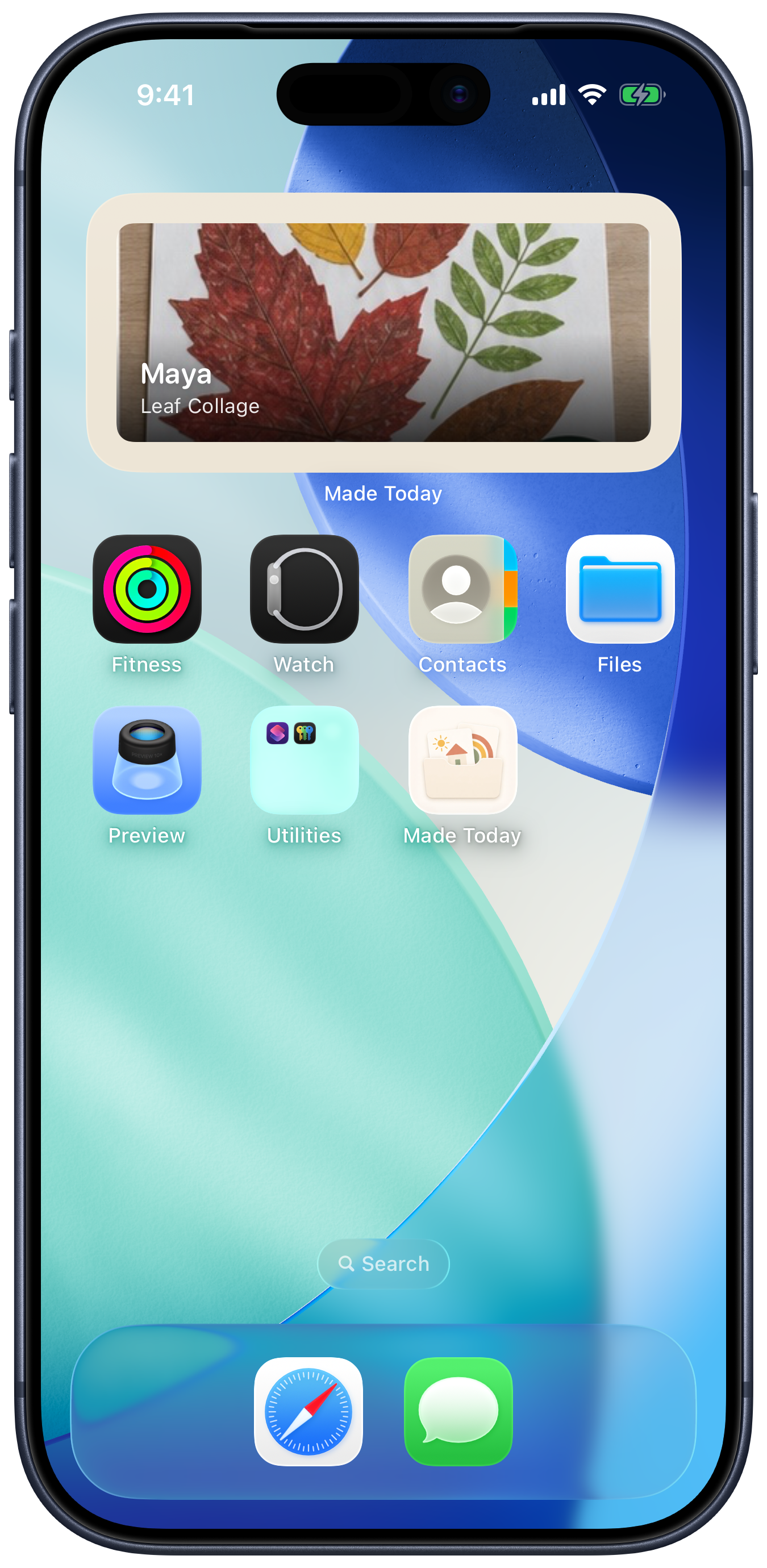 The Made Today Artwork Gallery widget running on an iPhone 17 Pro Home Screen